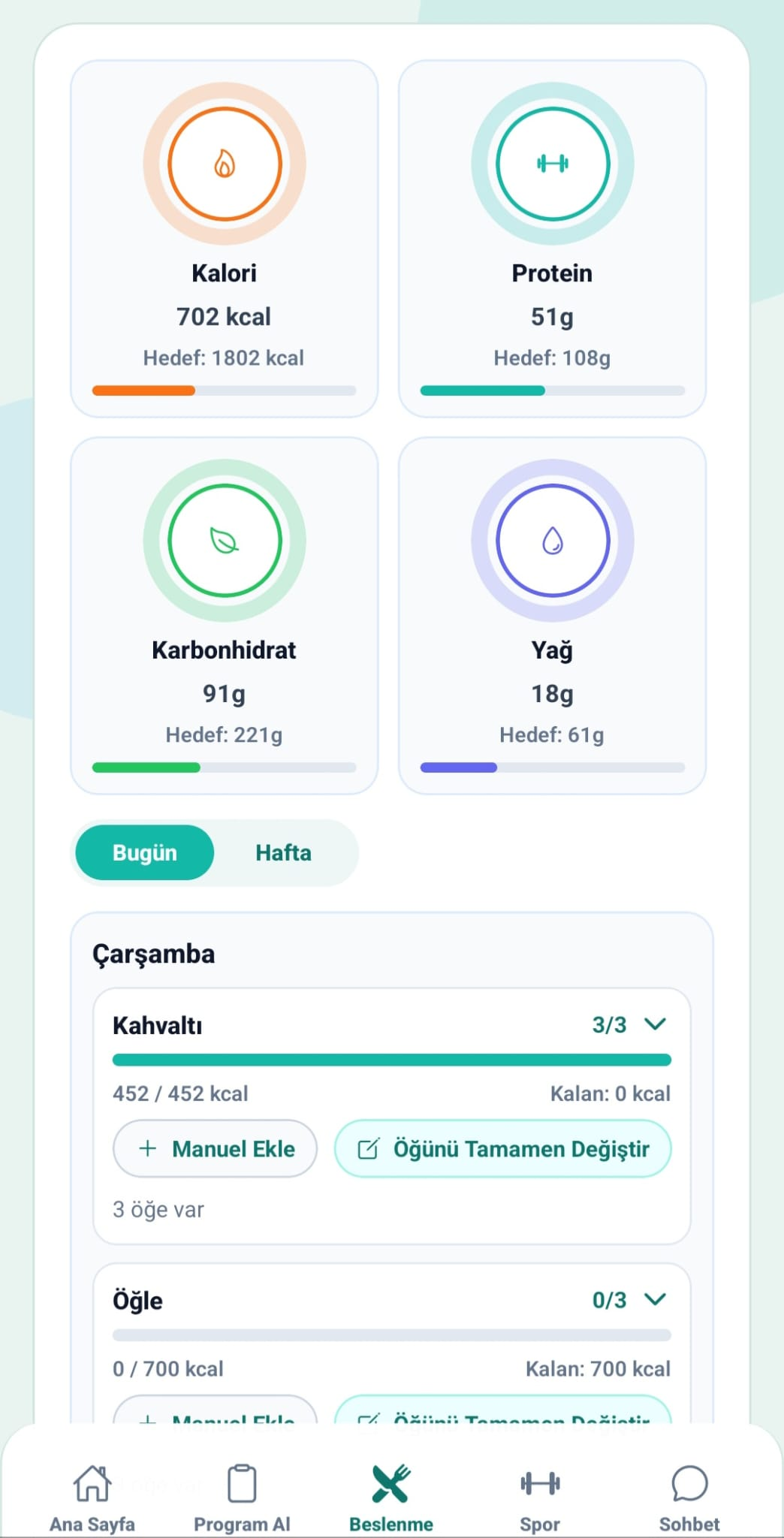 CepteFit Beslenme ekran görüntüsü